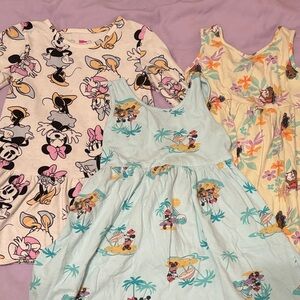 Disney Girls 3T Minnie and Moana Dress Set - Cream, Blue, Yellow